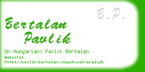 bertalan pavlik business card